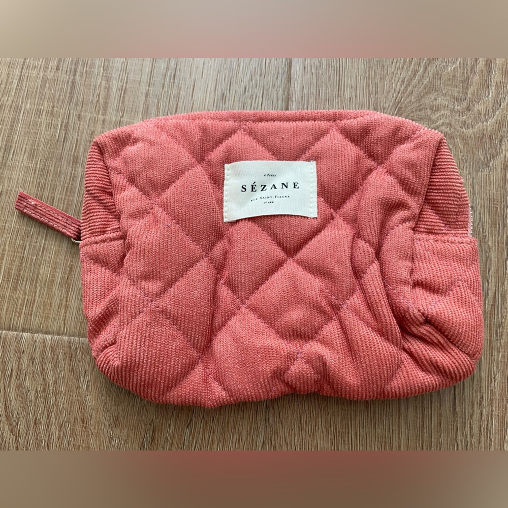 Sézane Pink Pouch New Never Used patchwork pattern inside